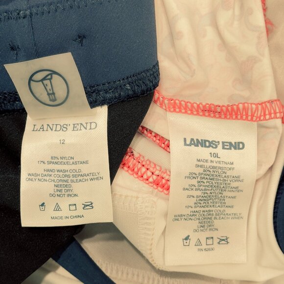 LANDS END Women's 2 Piece Swimsuit Navy & Coral Top Size 10L Bottom Size 12 - Picture 6 of 7